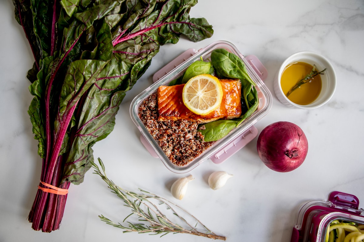 Mediterranean herb-grilled fish with vegetables